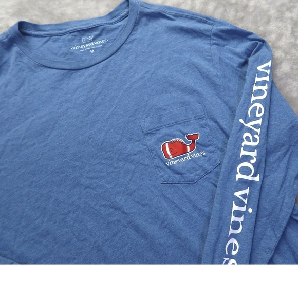Vineyard Vines Other - Vineyard Vines Mens Long Sleeve T Shirt Blue Football‎ Whale Pocket Graphic M